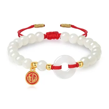 CHOW TAI KING Hetian Jade Bracelets White Jade/Pale Greenish White Jade Women's