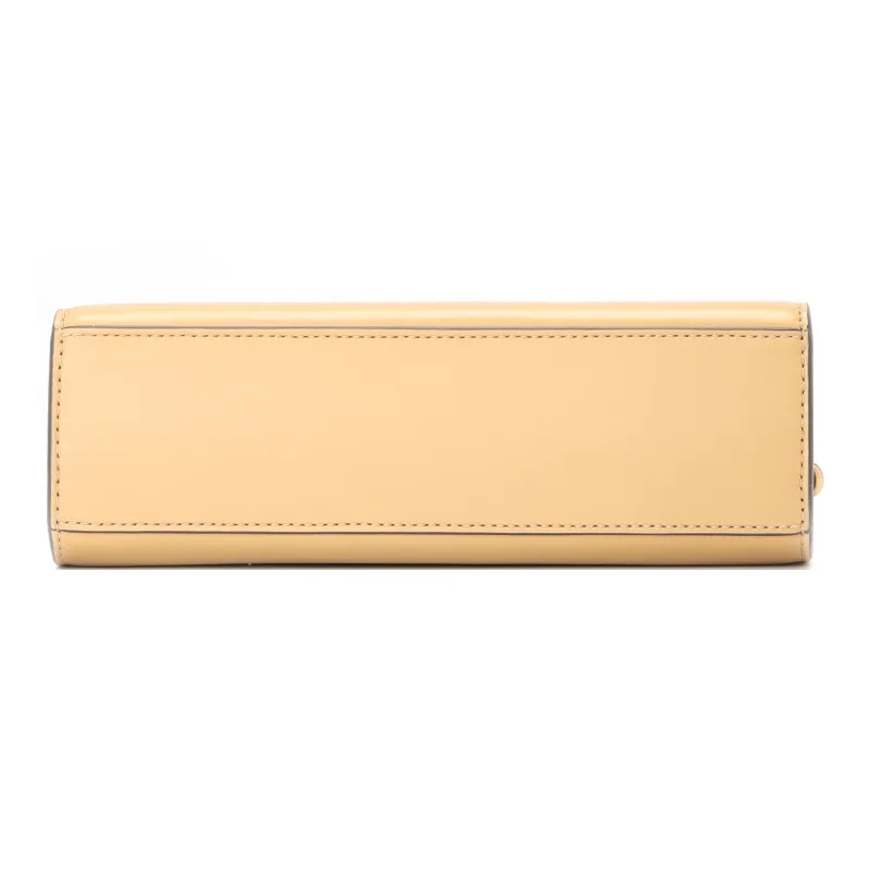 TORY BURCH Lee Radziwill Cow Leather Envelope Bag, Crossbody Bag, Shoulder Bag Women's Walnut White-3