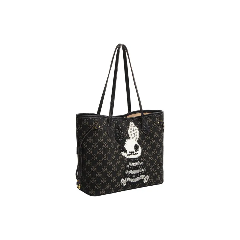 PAYOT Fabric With Synthetic Leather Tote Bag Shoulder Bag Women's Black-2