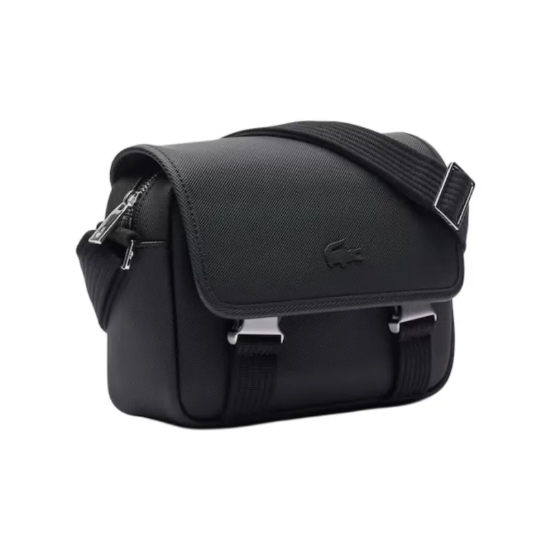 LACOSTE Polyurethane Shoulder Bag, Crossbody Bag Men's Black-1