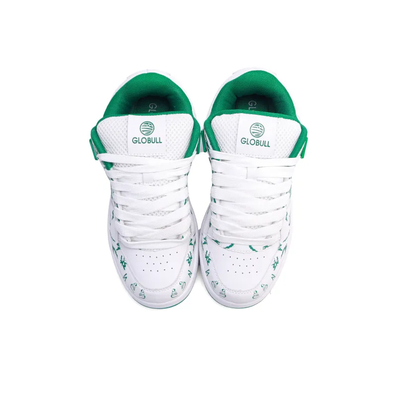 GLO BULL Skateboard Shoes Unisex Low Top White Green Graffiti-3