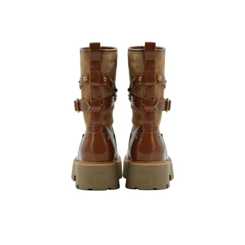 Little Sue Niche Design Suede Commute Western Denim Slimming Knight Boots Trendy Versatile Fashion Ankle Boots Women's-10