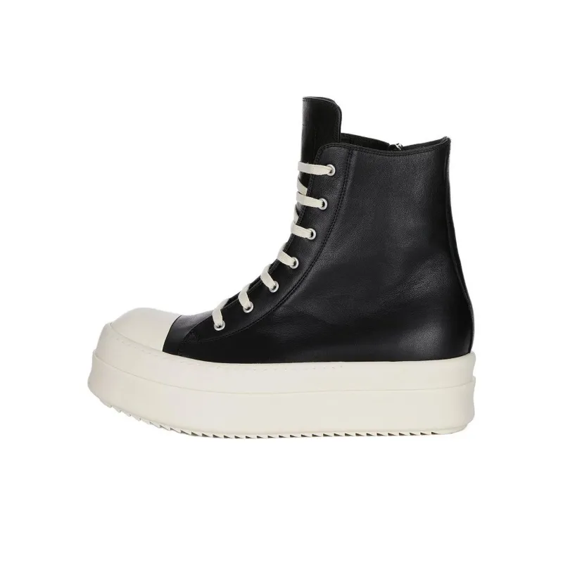 RICK OWENS/RO High Top Skateboard Shoes Men's Black White-0