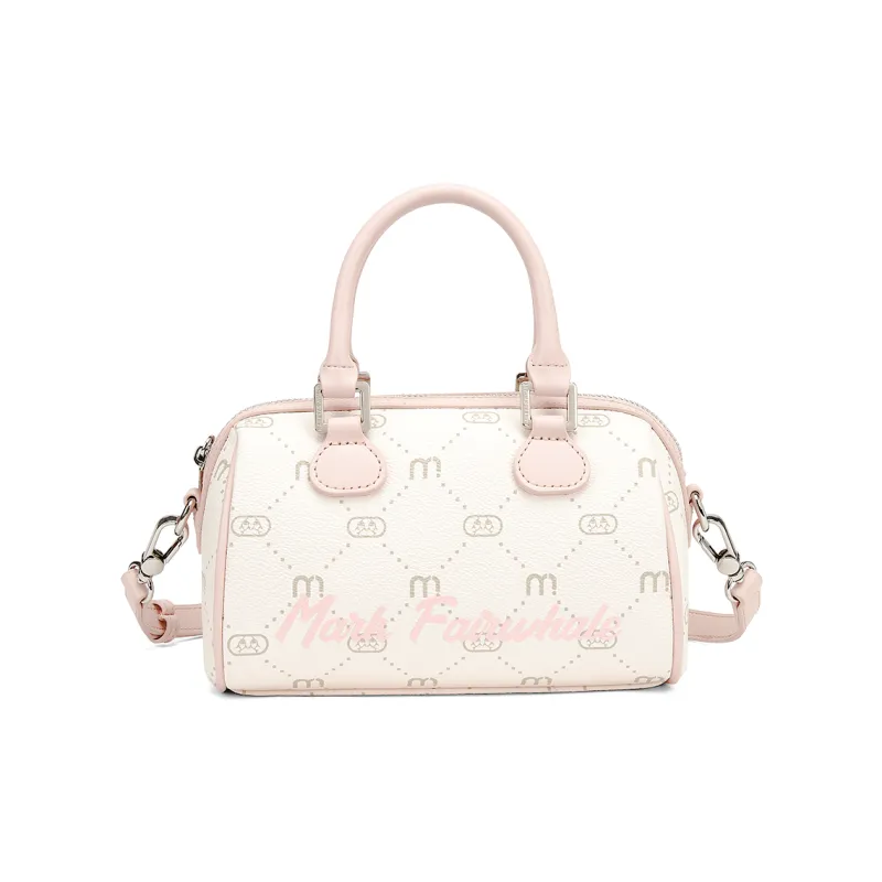 FAIRWHALE Trendy Vintage Commute Synthetic Leather Boston Bag Shoulder Bag Handbag Regular Women's Cherry Blossom Pink-1