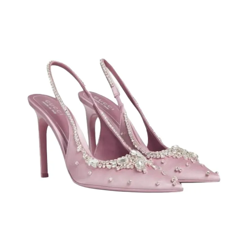 GUCCI Slim Heel High Heels 10.5cm Women's Light Pink-1