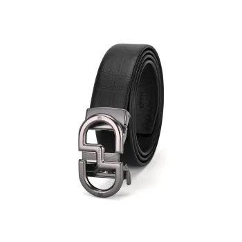 CHARRIOL High Quality Top Grain Cow Leather Zinc Alloy Automatic Buckle Head Belt Men's Black 3.5cm