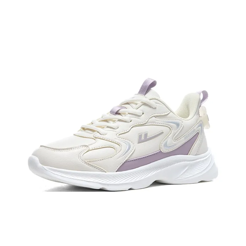 Warrior Anti Slip And Wear Resistant Rebound Low Top Casual Running Shoes Women's Beige Purple-1