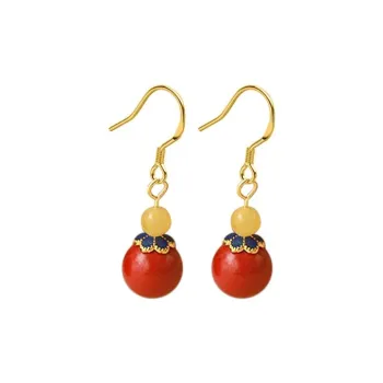 SHARK BABY Imitation Cinnabar Earrings Women's