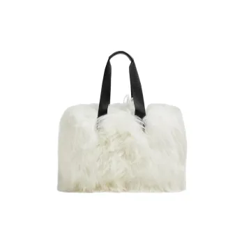 Moncler Shearling Tote Bag Shopping Bag Handbag Women's White