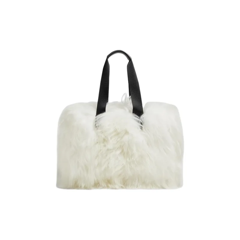 Moncler Shearling Tote Bag Shopping Bag Handbag Women's White-0