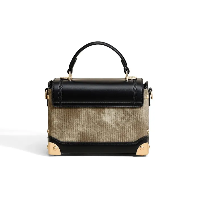 VINEY Synthetic Leather Handbag, Shoulder Bag, Crossbody Bag Regular Women's Khaki & Black-5