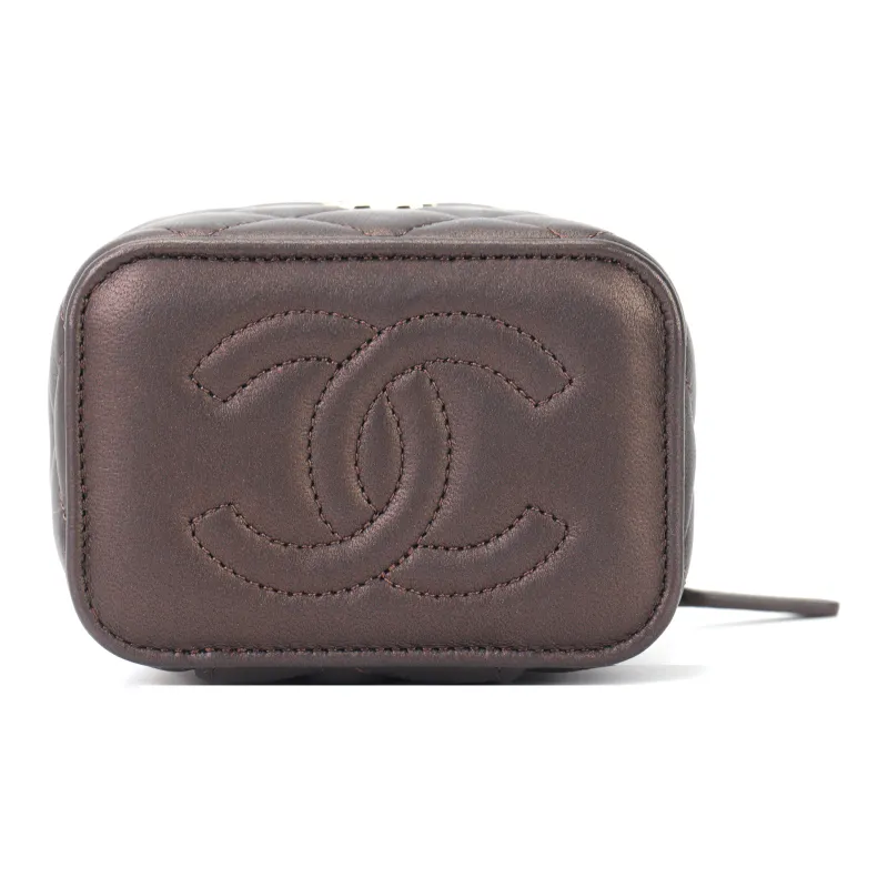CHANEL Lambskin Box Bag, Handbag, Shoulder Bag, Crossbody Bag Mini Women's Dark Brown-3