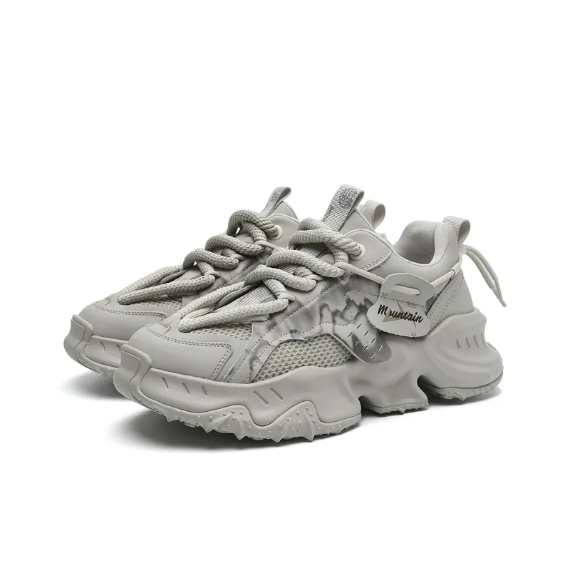 HLA The Mountain Is Not In The High Series Low Top Chunky Sneakers Men's Gray-1