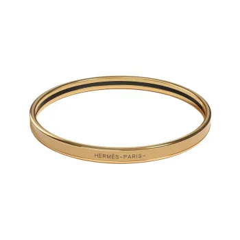 HERMES Gold Plated Enamel Bangles Women's Gold