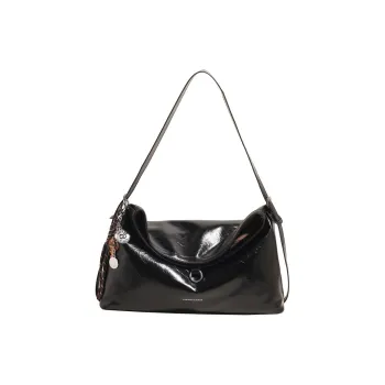 HCXK PU Minimalist Style Versatile Shoulder Bag Unisex Black/Coffee/Brown