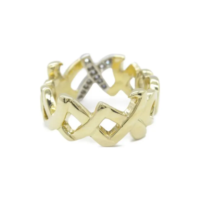 TIFFANY & CO. 2010s 18K Yellow And Rose Gold Love & Kiss Diamond Ring-1