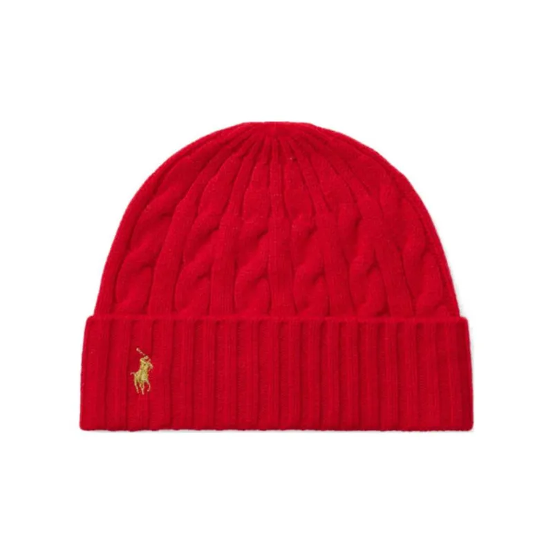 Polo Ralph Lauren Knitted Fabric, Wool, Cashmere Beanies Unisex Red-1