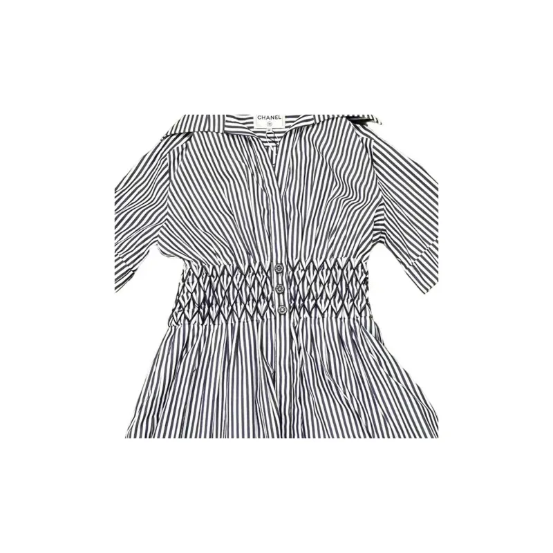 CHANEL Short-Sleeved Dresses Women's Blue-6