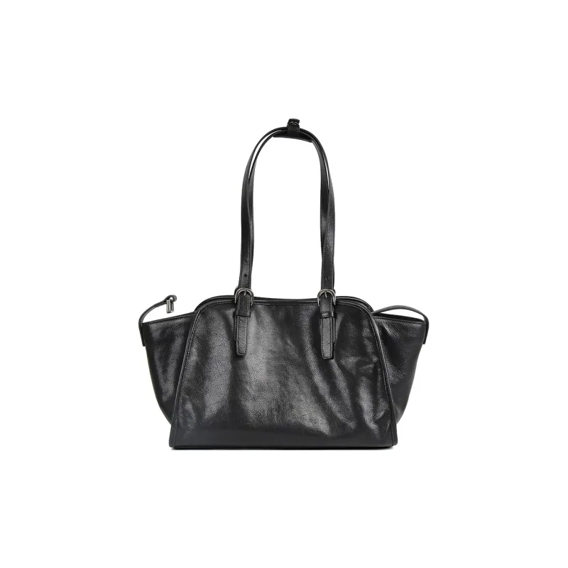 YOCAMU Vegetable Tanned Cow Leather Shoulder Bag Regular Women's Coffee/Black-6