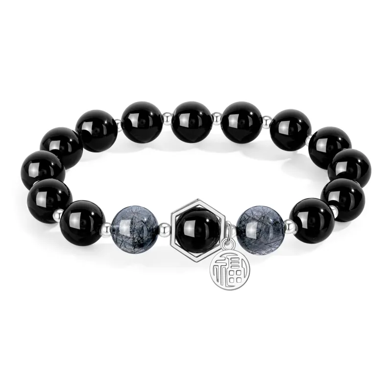 Lao Feng Xiang Obsidian Jade Bracelets Unisex-0