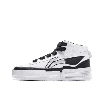 LiNing Mileage Anti Slip Wear Resistant Mid Top Skateboard Shoes Women's White Black