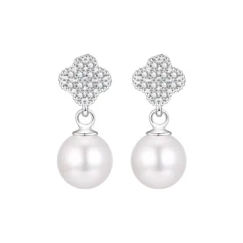 SHARK BABY S990 Fine Silver Shell Pearl Earrings Women's