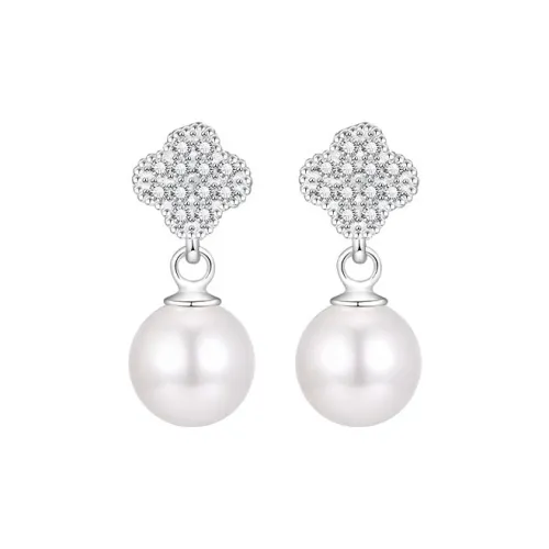 SHARK BABY S990 Fine Silver Shell Pearl Earrings Women's