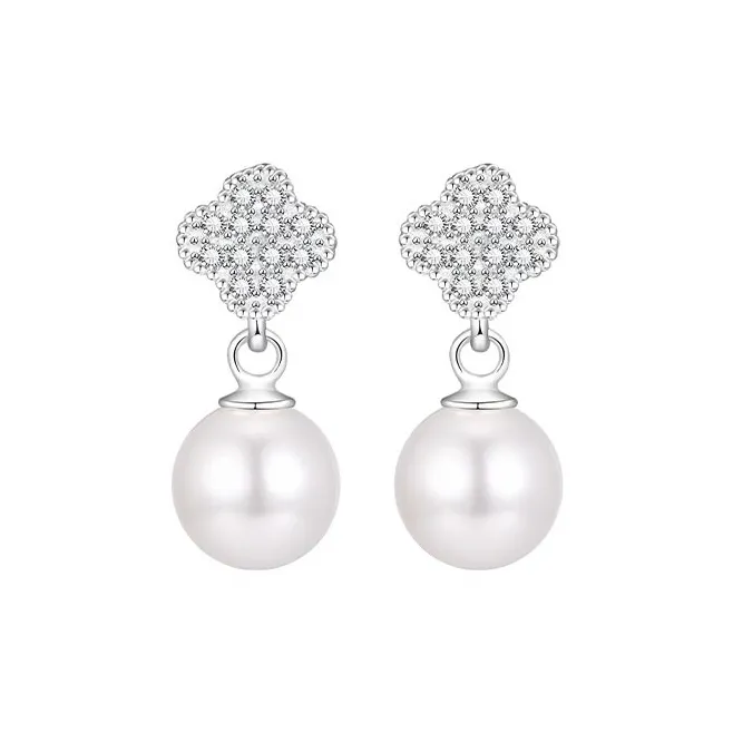 SHARK BABY S990 Sterling Silver, Faux Pearl Earrings Women's-0