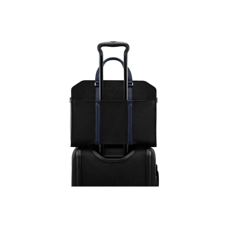 TUMI Leather Portable Laptop Bag Unisex Black & Navy-4