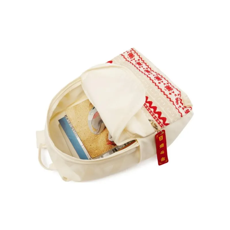 LiNing Rijin Doujin Collection Polyurethane Backpack Unisex Ecru-4