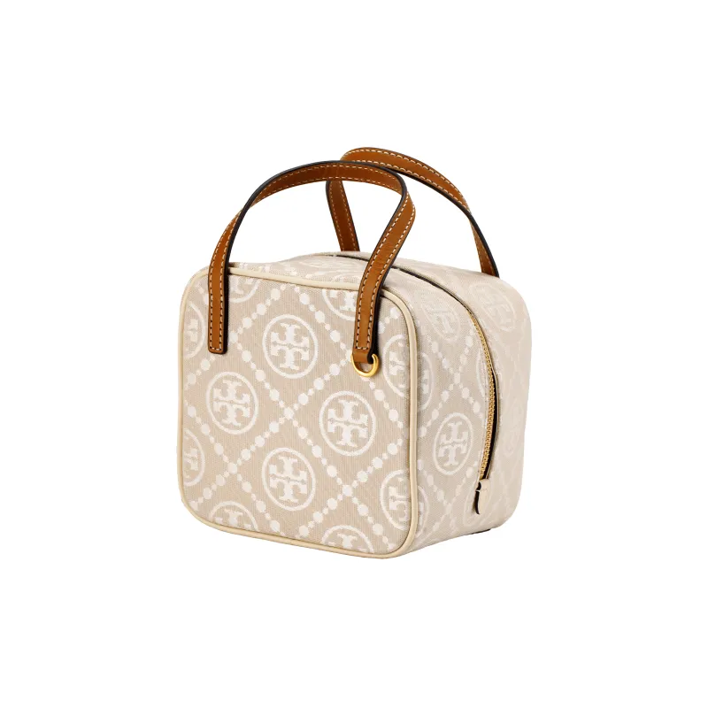 TORY BURCH T Monogram Jacquard With Leather Trim Shoulder Bag, Crossbody Bag, Handbag Women's Ivory White-1
