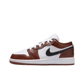 Jordan Air Jordan 1 Anti Slip Wear Resistant Low Top Children's Basketball Shoes Black White Brown Teenagers