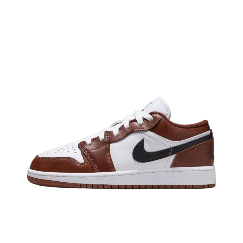 Jordan Air Jordan 1 Anti Slip Wear Resistant Low Top Children's Basketball Shoes Black White Brown Unisex-0