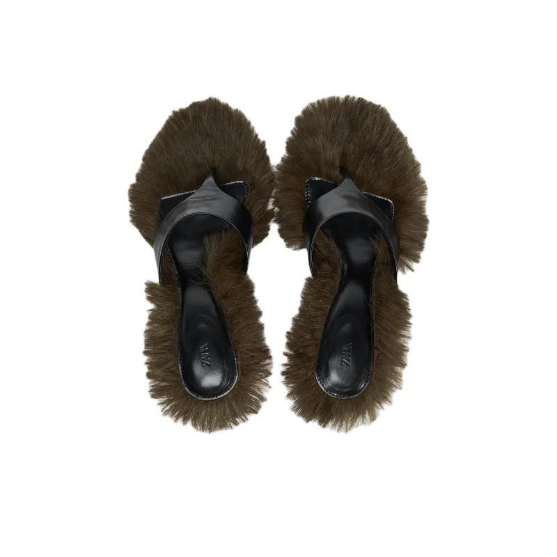 ZARA LIMITED EDITION Abrasion Resistant Flip Flops Women's Black-3