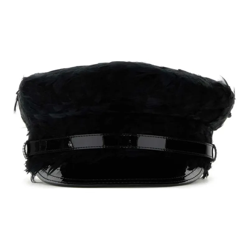 PRADA Feather embellished Baker Boy Hat-0