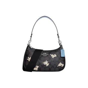 COACH Teri Cow Leather Shoulder Bag Portable Crossbody Bag Shoulder Bag Medium Size Women's Black