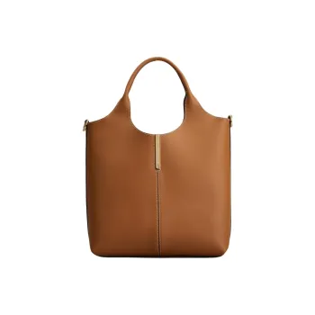 TOD'S Calfskin Tote Bag Shopping Bag Shoulder Bag Handbag Small Size Women's Brown