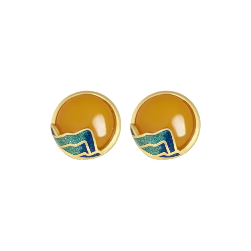 Heng Tai Jewelry Amber/Beeswax Stud Earrings Women's-0