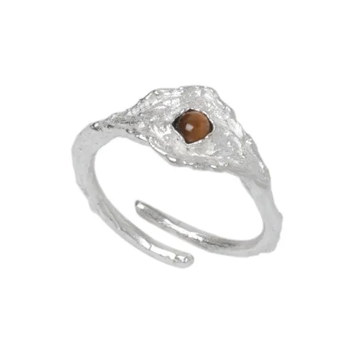M.Wong 925 Sterling Silver Inlay Gemstone Fortune Attracting And Blessing Square Diamond Ring Unisex-3