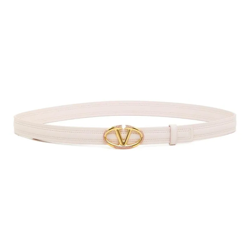 Valentino Calfskin Leather Belts Women's White Width: 2cm-0