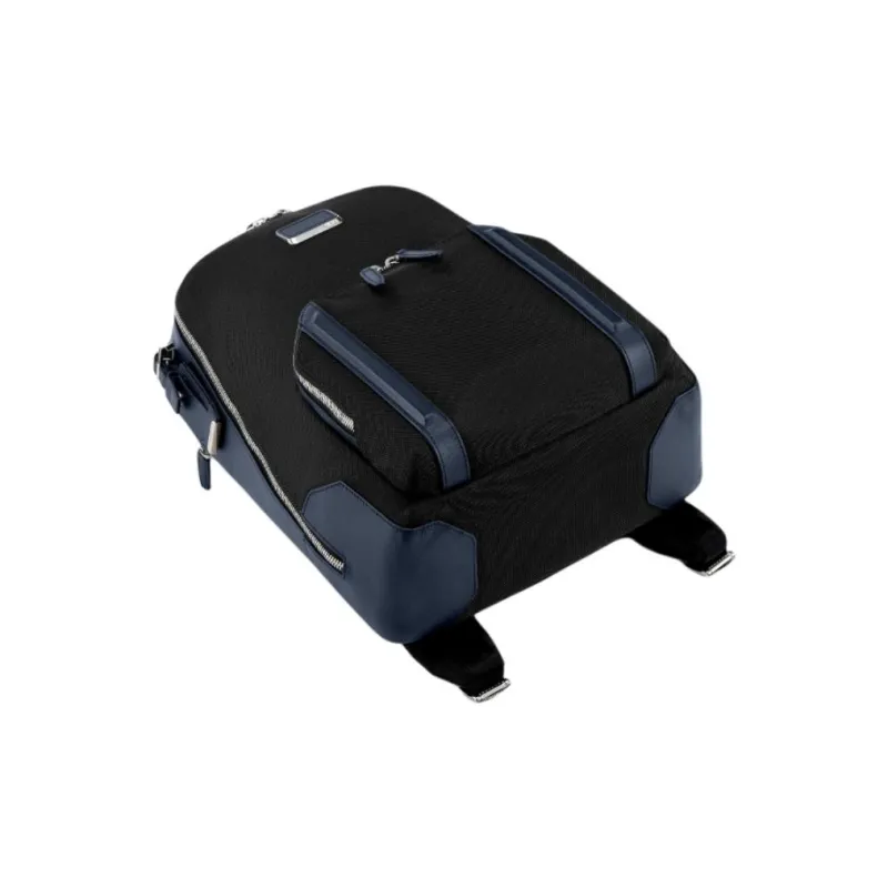 TUMI Leather Backpack Unisex Black & Blue-4