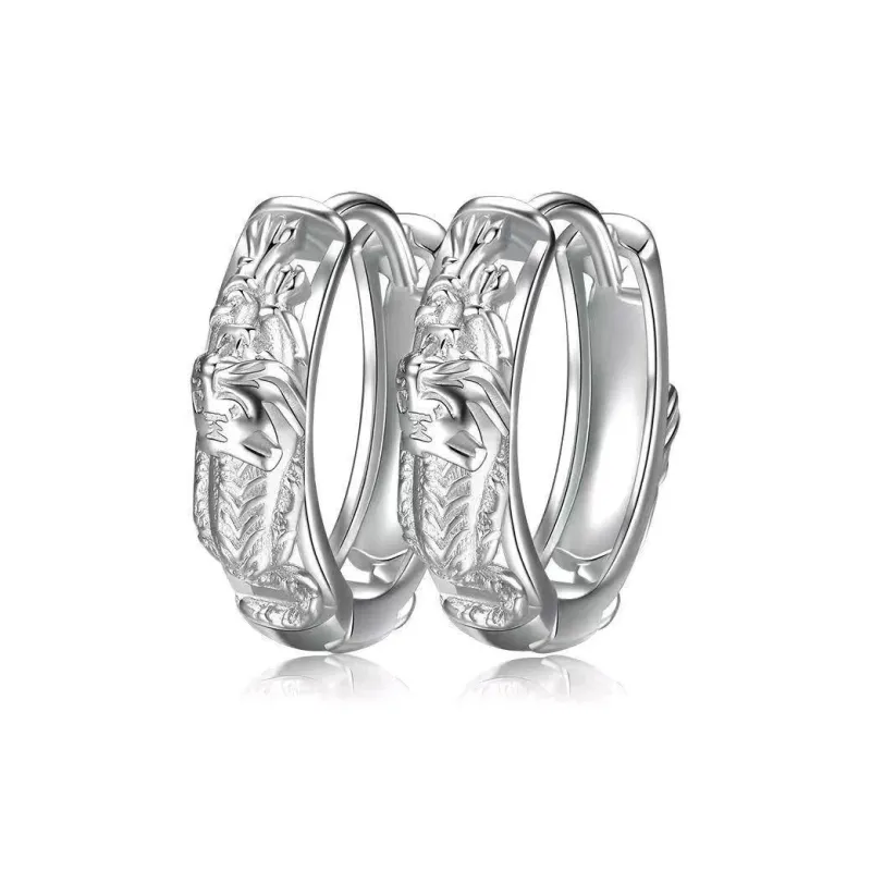 GUDUD Titanium Steel Earrings Unisex Silver-3