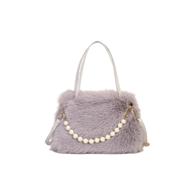 Yalu Plush Handbag, Shoulder Bag Regular Women's White/Light Khaki/Pink/Gray/Dark Khaki/Black-8
