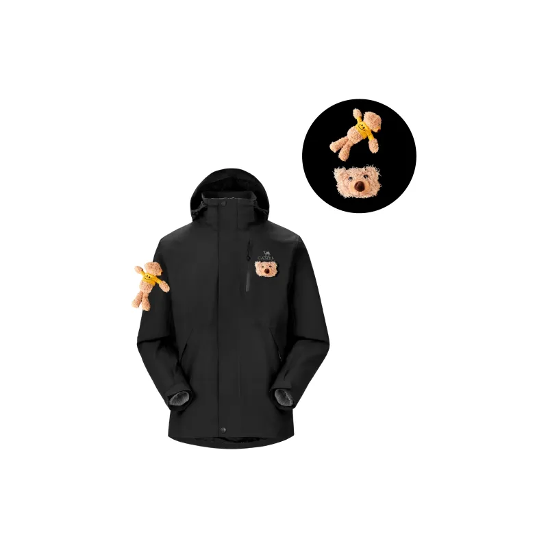 CAMEL All weather Mountain Versatile Urban Living/Travel/Commuting Waterproof And Warm Windbreaker Jacket Unisex Black-1