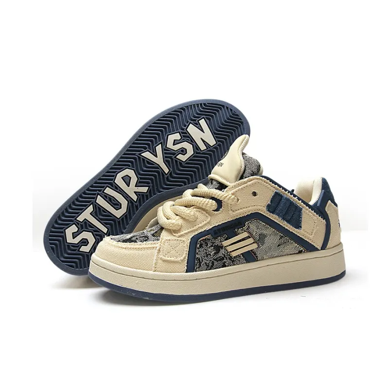 STUR YSN Wear resistant And Lightweight Low Top Skateboard Shoes Unisex Denim Blue-5