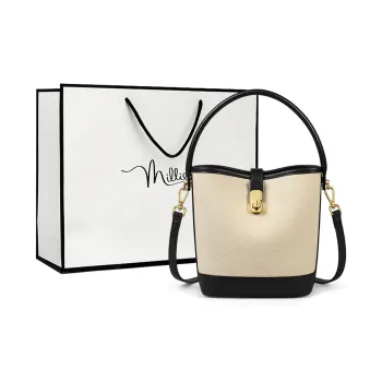 MILLIE'S Cow Leather Patchwork Synthetic Leather Handbags Shoulder Bag Crossbody Bag Regular Women's Black & White