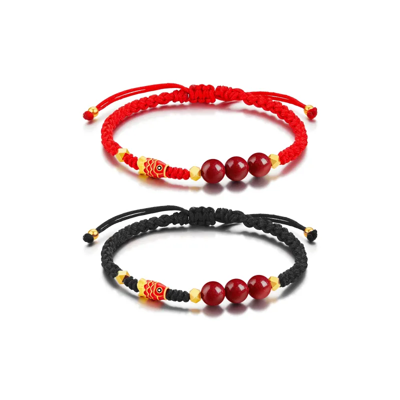 Central Fashion Reconstructed Cinnabar Bracelets Unisex-9
