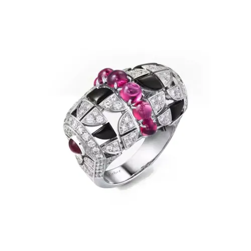 CARTIER White Gold Red Beryl Onyx Diamond Rings Women's Purple
