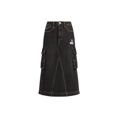 Adidas Originals Denim Long Skirts Women's Black