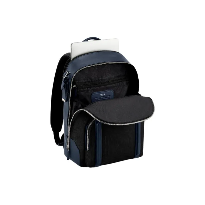 TUMI Leather Backpack Unisex Black & Blue-2